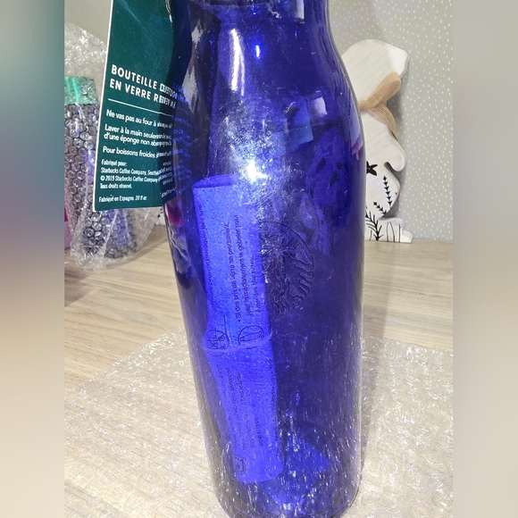 Starbucks NWT blue glass water bottle. - Picture 8 of 16